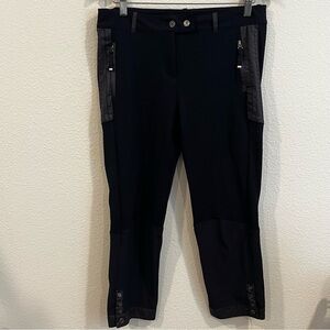 Indies navy blue size 2 slacks with mixed fabric types side zipper pockets